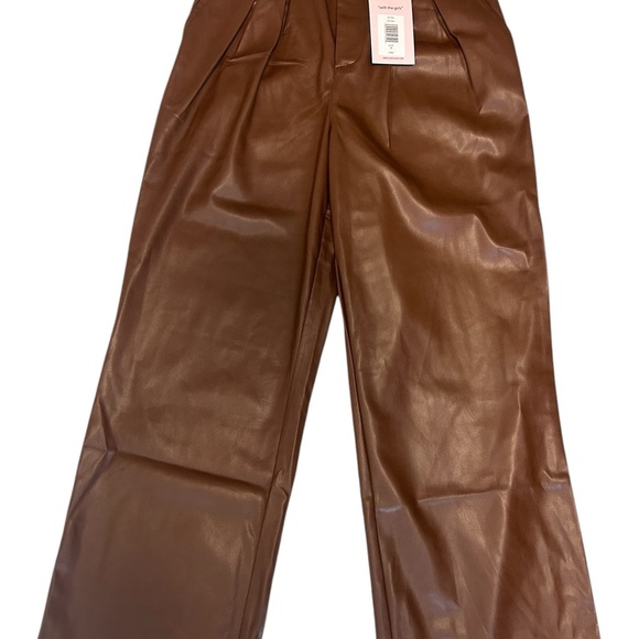 NOT FOR SALE  Les Filles wide leg pleated vegan leather pants NWT size M - Picture 3 of 16